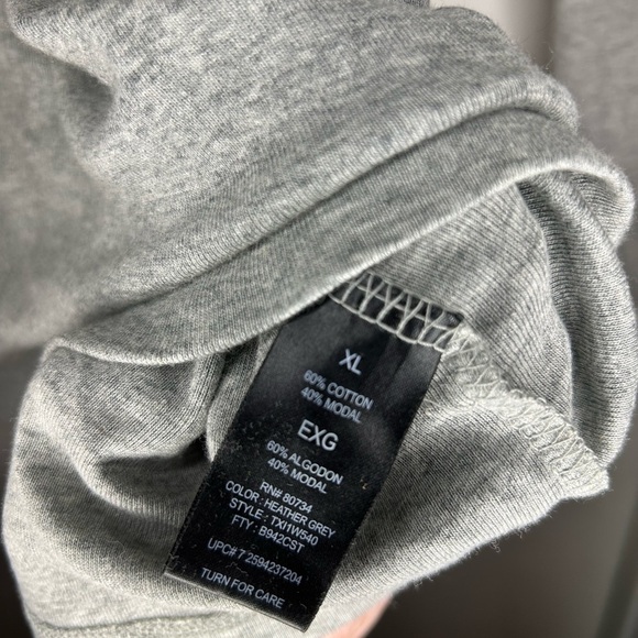 NWT BCBG Paris Button Down V-Neck Long Sleeve Tee XL Heather Gray Soft - Picture 5 of 5